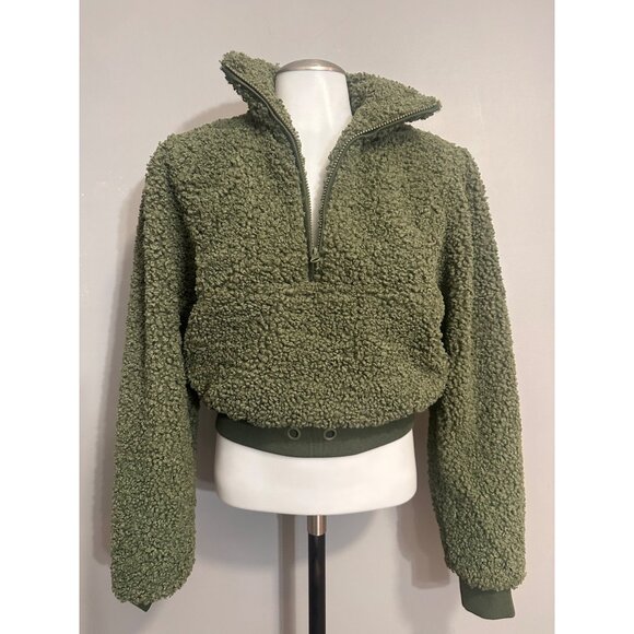 for love and lemons Sherpa Cropped Pullover Quarter Zip NWT XS - Picture 2 of 10